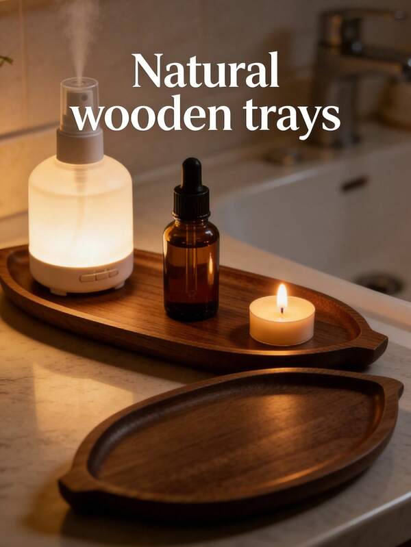 Creative Leaf-Shaped Wooden Trays, Trays, Wooden Trays, Decorative Trays, Kitchen Trays, Ramadan Trays, Suitable For Homes, Bathrooms, Bathroom Storage, Bathroom Supplies, Bathroom Accessories. They Are Ideal Gifts For New Year, Valentine's Day, And Ramadan.