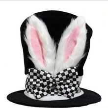 3pcs Easter Bunny Costume Set - Plush White Rabbit Top Hat, Pocket Watch, Bow Tie, No Battery Required - Ideal For Easter, Halloween And Christmas Costume Parties - Multicolor - View 3