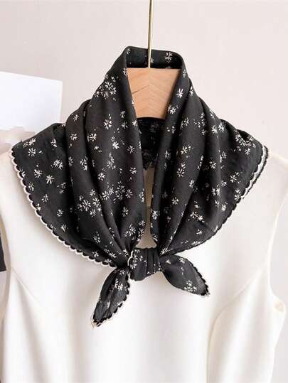 1pc Women's Elegant Retro Floral Pattern Neckerchief, Suitable For Street Wear And Daily Matching