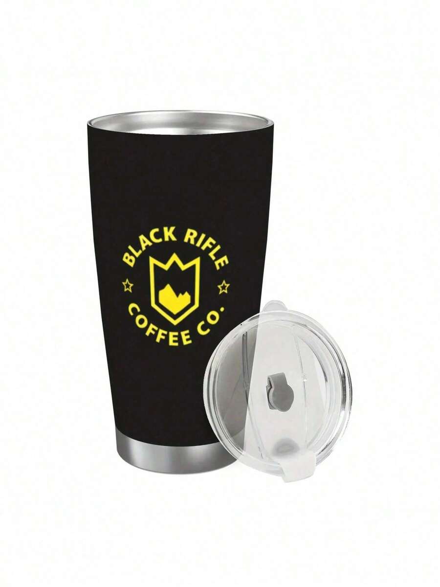 20oz Black Rifle Coffee Company Stainless Steel Travel Mug - Vacuum Insulated, Durable 304 Stainless Steel, PS Lid, For Hot & Cold Beverages, Ideal For Home, Office, Camping, And Outdoor Adventures, Office Coffee Cup| Full Print Design| Durable Construction, Coffee Bar Accessories - 白色 - 查看 1