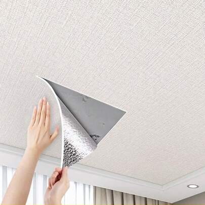 1 rouleau d'autocollant de plafond et de papier peint autoadhésif - Patch mural épais 3D isolant - Facile à déchirer et à coller, imperméable et résistant à l'humidité pour le salon, la cuisine, la chambre, le dortoir, la rénovation de meubles Papier peint