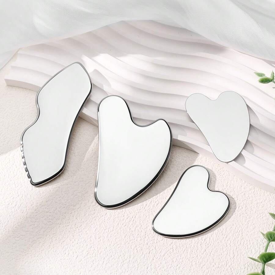 Stainless Steel Massage Board, Facial Beauty Eye Scraping Gua Sha Board, Unblocking Full Body Relaxing Multi-Function Gua Sha Tool - Silver - View 1