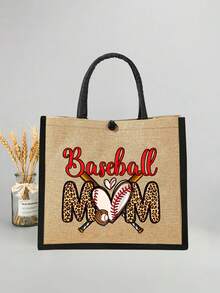Bộ túi tote vải canvas Baseball Mom Life, ví đựng tiền xu, thư từ, túi có khóa kéo, bộ quà tặng cá nhân hóa, túi tote đa năng hoạt hình ngộ nghĩnh, túi tote vải lanh màu vàng đen với khóa đen, túi mua sắm, túi đựng mỹ phẩm, túi đựng đồ, dung tích lớn, dễ mang theo. - Nhiều màu - Xem 8