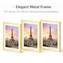 3pcs 30x40 40x50 50x70cm Picture Frames Black Thin Aluminum For Poster Photo Metal Frames With Plexiglass Mat Wall Mount Table Home Decor - 金色 - 查看 1