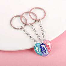 3Pcs/ Set Heart-Shaped Dolphin Sequin Stitching Best Friend Bestie Key Chain For Men Fashion Friendship Gifts - Silver - View 4