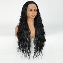 13x4 Lace Front High Temperature Fiber Long Straight Wig, Black Full Head Wig For Women, Coswigs - Black - View 3