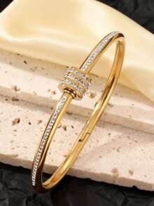 Stylish Retro Stainless Steel Bracelet Set, Perfect Holiday Gift, Versatile Unisex Accessory, Durable Multi-Function Bracelet - Gold - View 4