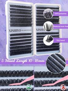 560pcs DIY Eyelash Extension Kit, Includes Adhesive, Sealant, Eyelash Glue Remover, Tweezers, Eyebrow Brush, 30D+40D+50D+60D/50D+60D+80D+100D Thick Single Cluster False Eyelashes, Long Soft Faux Mink Lashes, Suitable For Cat Eye Makeup, Beauty Parties And Travel - Multicolor - View 8