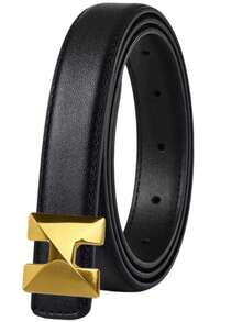 1pc Ladies' Cowhide Belt, All-Match Ornamental Waistband, Suitable For Business And Casual Outfits, Simple Design With High-End Vibe - Multicolor - View 9