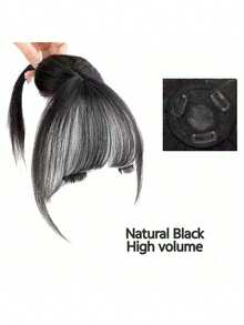 Peluca sintética elegante y ultrafina con flequillo, de apariencia natural, con flequillo con clip, adecuada para uso diario y fiestas - Multicolor - Ver 19