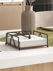 1个金属木质餐巾架，方形加重臂餐巾分配器，适用于餐厅、厨房和接待处。 - 彩色 - 查看 6