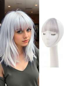 Synthetic Fiber Air Bangs Women's Wig With Sideburns Natural Hair Replacement Hairline Invisible Straight Bangs Wig Patch - Multicolor - View 9