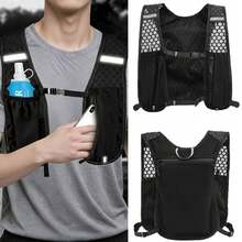 5升轻便透气跑步水袋背心，男女通用，带手机袋，适合越野跑、徒步、骑行、马拉松 - 黑色 - 查看 1