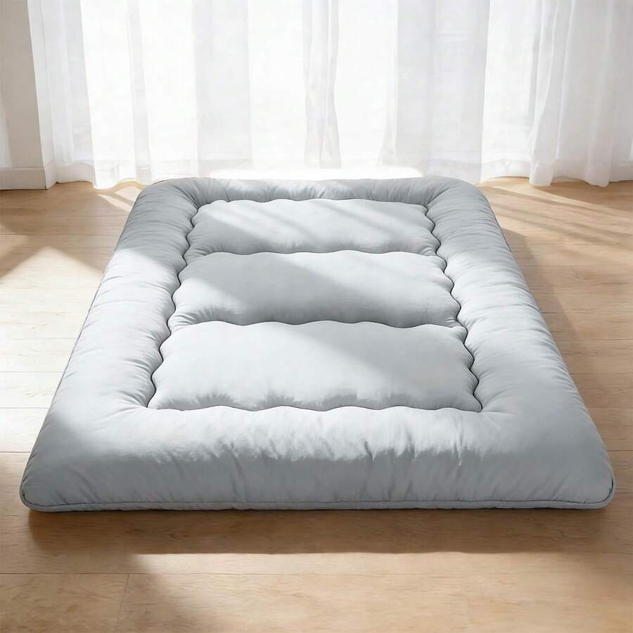 Japanese Floor Mattress Futon Mattress, 4-Inch Twin Thicken Tatami Mat Sleeping Pad Foldable Roll Up Mat Boys Girls Dormitory Pad Kids Floor Lounger Pillow Bed - 灰色 - 查看 1