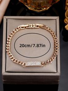 1件时尚百搭粗链水钻手链，奢华小众设计精致通勤饰品 - 手鍊 - 查看 3