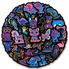50PCS Neon Animals Stickers Decals Scrapbook, Journaling, Laptop, Bumper, Skateboard, Water Bottles, Collectibles, Pen Holders, Journals, Computer, Phone Stickers Can Bring A Lot Of Fun To Your Life, The Perfect Gift For Adults - Neon Film - View 2