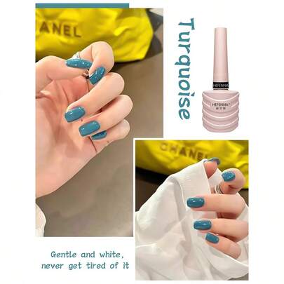 HEFENNA Blue-Green Gel Nail Polish, Fresh And Simple Nail Art, UV/LED Salon Quality. (1 Pc)