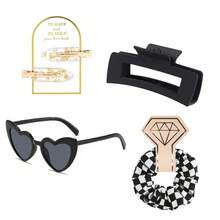 4pcs Bridesmaid Gift Set, Bridesmaid Hair Clip, Bridesmaid Headband, Bridesmaid Sunglasses, Bridal Party Gift, Silk Satin Soft Hair Accessories, Bridesmaid Wedding Gift, Women (Green) - 4pcs - View 42