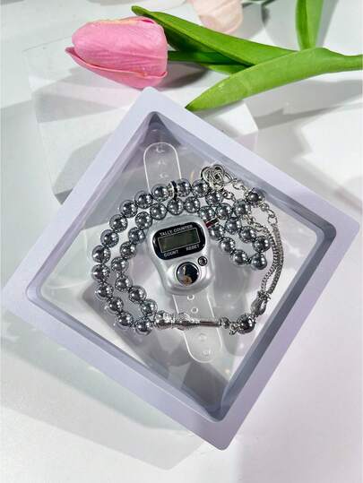 Contador de cuentas de Buda electrónico + Juego de cuentas de rosario de metal, opciones de multicolor, herramienta de conteo religiosa, empaque en caja de regalo, gran regalo