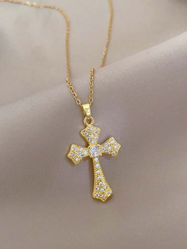 Cross Necklace Pendant Stainless Steel Chain Simple Personalized Fashion Necklace Suitable For Family And Friends Gifts Holiday Gifts