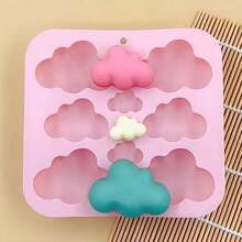 Multi-Purpose Cloud Shape Silicone Mold, Non-Stick Ice Cube Tray For Chocolate, Soap, Wax Melt And DIY Crafts - Pink - View 9