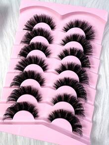 7pairs Manga False Eyelash Classic Russian Volume Eyelash Extension In Cat Eye Style With Mink Hair Material, Natural Looking D Curl Fluffy Fake Eyelashes - Natural Lashes - View 8