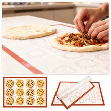 1 片心形硅胶烘焙垫，加厚可重复使用不粘烤箱垫，适用于烘焙饼干、马卡龙、烤盘和面包 - 彩色 - 查看 10