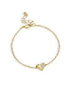 Charm-In 1 件心形手链，镶嵌璀璨锆石，优雅别致，适合女士日常或节日佩戴。 - 金黃色 - 查看 5