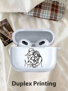 Minimalist And Warm Family Of Three Case, Transparent TPU Material, Minimalist And Practical, Suitable Compatible With Airpods 3/4/Pro/Pro2/Pro3, A Birthday Gift For Boyfriend/Girlfriend/Friend. Low-Key And Not Flashy, With Both Quality And Warmth - Clear - View 4