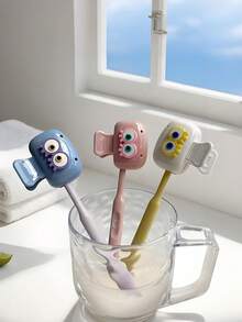 1/2/3 piezas Soporte para cepillo de dientes con forma de ojo lindo - Juego de cepillo de dientes de color dopamina para viajes - Protector de cepillo de dientes a prueba de polvo apto para el hogar/viajes - Multicolor - Ver 7