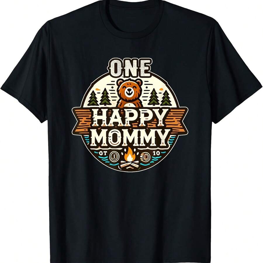 Camiseta familiar a juego "Happy Camping Lover Mommy Camper" - Negro 4 - Ver 1