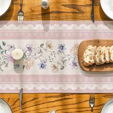 1pc Pink Floral Lace Floral Spring Table Runner, Suitable For Summer Kitchen Dining Table Decor, Home Party Decoration, Size 33x183cm - Pink - View 4