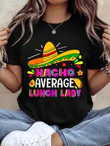 Nacho Average Lunch Lady Cinco De Mayo T-Shirt - Black - View 1