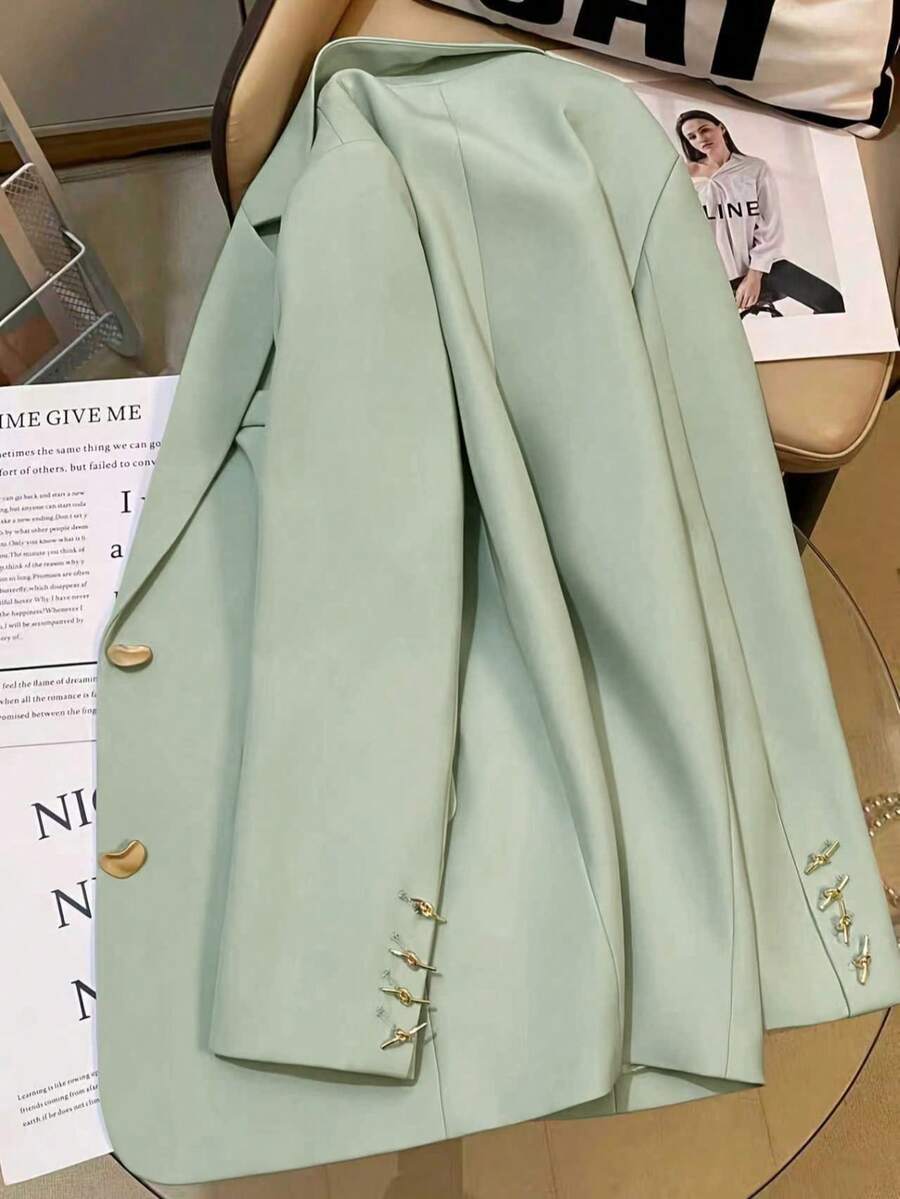 Stylish Casual Blazer Jacket, New Design Elegant Button Closure Suit Jacket Spring