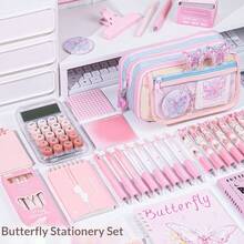 1个大容量铅笔盒，简约日式铅笔盒，可爱粉蓝13层笔袋，适合上学、返校、学习用品，多功能收纳袋，女士化妆包，洗漱包，学生文具包，铅笔盒，背包 - 彩色 - 查看 5