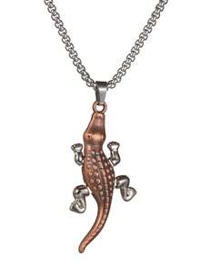 1pc Fashionable Crocodile Shaped Necklace, Unisex Streetwear Casual Jewelry - Crocodile - View 9