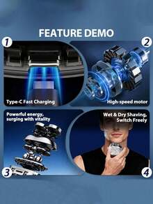 SKYWORTH 400mAh 可充电电动剃须刀，IPX7 级防水，干湿两用，全身可水洗，2 个不锈钢刀片，一键启动，灰色、银色、橙色和蓝色可选 - 彩色 - 查看 9