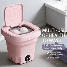 EdvElla Mini Lavadora Plegable Morada - Lavandería automática 2 en 1, portátil para alquileres y viajes. Operación sencilla, regalo práctico para estudiantes y jóvenes familias - Lavadora multifuncional rosa - Ver 7