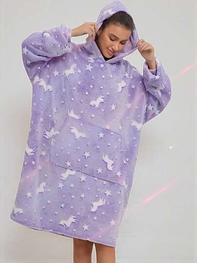 Hoodie Fluorescentes Maxi Sudadera de Adultos Con Capucha Afelpada Calientita Suavecita Con Diseños  Unitallas