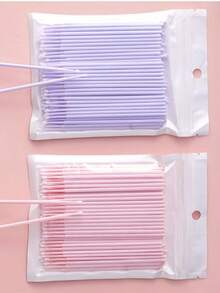 100pcs/Pack Disposable Micro Eyelash Remover Wipes, Eyelash Cleaning Sticks With Extended Cleaning Swabs, Eyelash Extension Tools - Multicolor - View 4
