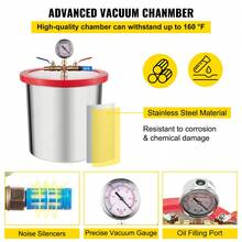 3 Gallon Vacuum Chamber Kit Stainless Steel Degassing Chamber 12L Vacuum Degassing Chamber Kit With 3.6 CFM 1 Stage Vacuum Pump HVAC - Silver - View 4