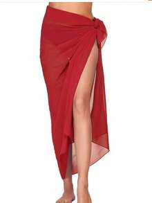 Thin Chiffon Solid Color Casual Polyester Scarf For Spring, Autumn, Winter, Leave Worries In The City, Wear Your Favorite Style On The Beach, This Set On The Beach, Shutter Won't Stop, A Glass Of Orange Wine, A Piece Of Sea, This Purple Chiffon Dress Covers My Summer Laziness, Chiffon Transparent Beach Shawl, Sexy Simple Long Bikini Cover-Up Dress, One-Piece Beach Scarf, Suitable For Seaside Travel, Vacation, Daily Wear - Multicolor - View 5