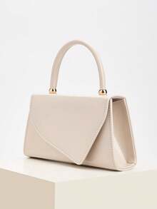Bolso de mano de color sólido con textura de lichi, elegante bolso de mano de negocios adecuado para chicas de fiesta, estudiantes universitarias y novias.Combina con Vestidos de Fiesta, Ves - Albaricoque - Ver 4