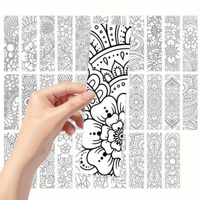 32-Panel Mandala Coloring Bookmark Set - Intricate Black And White Patterns, Floral And Mandala Designs. Abstract And Unique, Exquisite Bookmarks. Perfect For DIY Decorative Page Markers, Ideal For Eid Al-Fitr, White Day, Back-To-School Season, Dividers, And Book Lovers. A Lovely Gift For Students, Friends, And Teachers. The Ideal Reading Reward.