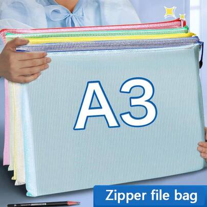 A3 Plastic Zip Wallets - 6PCS A3 Zip Lock Bags Plastic Document Folders Mesh Zipper File Bags Waterproof Travel Storage Pouch For School Office Supplies, Puzzles, Board Games & Craft Projects