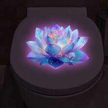 夜光莲花墙贴，蓝色发光莲花马桶贴纸，发光莲花自粘浴室墙面装饰，适用于卧室客厅壁画 - YTG0131 - 查看 2