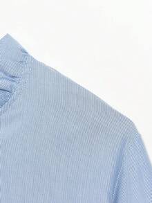Striped Collar Casual Shirt, Spring/Summer - Blue and White - View 4