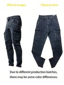 NIUYUNHENGTONG 男士时尚工装口袋褶裥休闲牛仔裤 - 灰色 - 查看 7