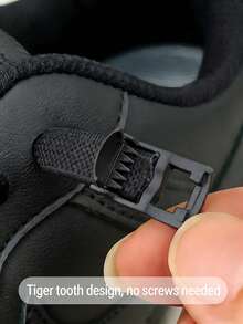 No-Tie Shoelaces With Buckle, White Polyester Material, Unisex Shoe Accessories Suitable For Sports Shoes, Casual Shoes, White Shoes, Basketball Shoes, Running Shoes Etc., Summer Shoe Accessories Gift - Black - View 8
