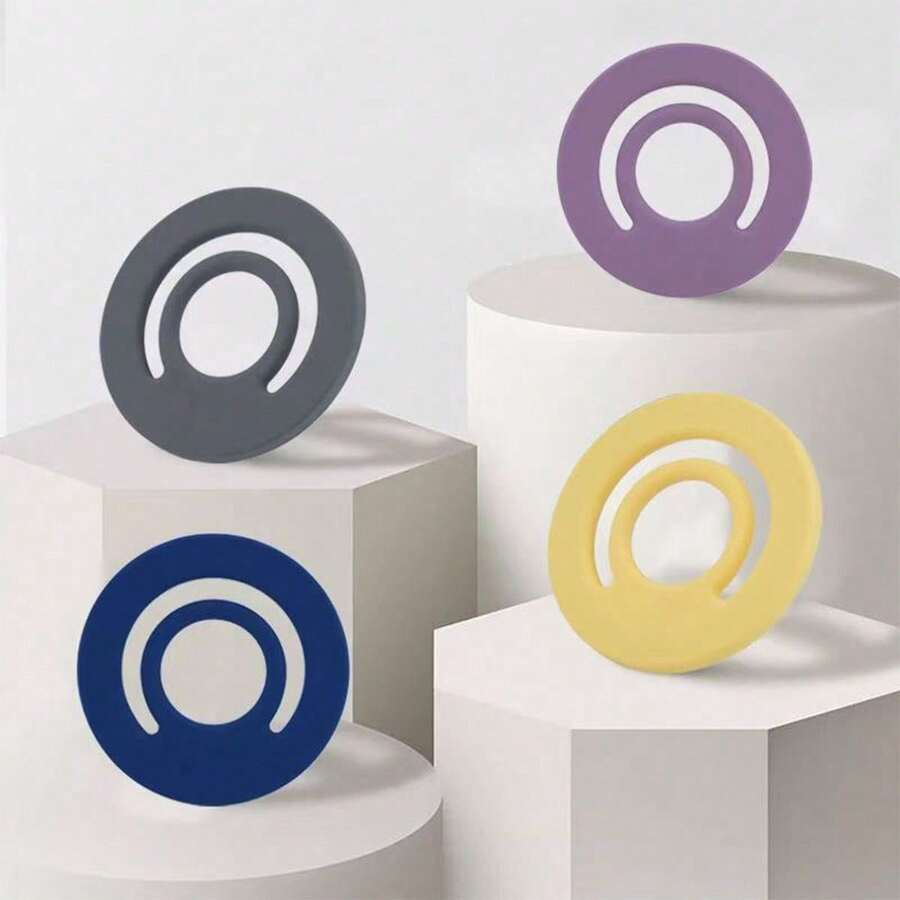 1pc Magnetic Phone Holder With Silicone Ring Clip, Suitable For Phone Back, Magnetic Phone Stand Compatible With IPhone, Non-Slip Phone Accessory, Popsoket, Sticky Phone Holder, Suitable As Valentine's Day Gift - Multicolor - View 1